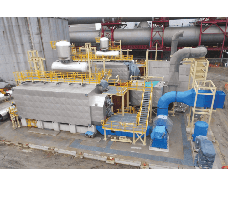 Vue aérienne d'une centrale de cogénération biomasse CT Series.