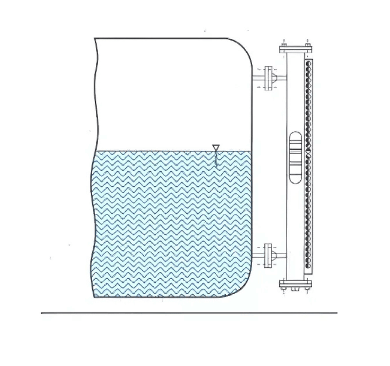 Schéma technique d'un réservoir avec un indicateur de niveau magnétique